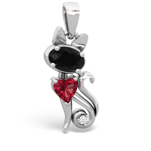 onyx-lab ruby kitten pendant