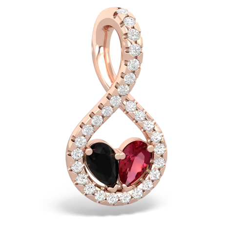 onyx-lab ruby pave twist pendant