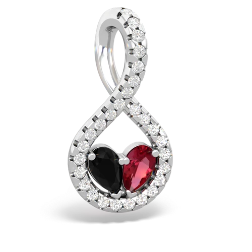 onyx-lab ruby pave twist pendant