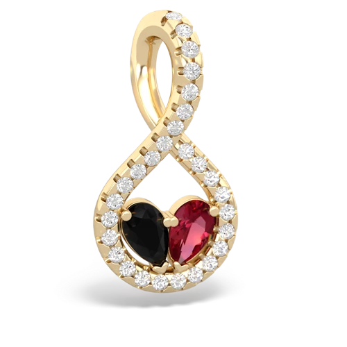 onyx-lab ruby pave twist pendant