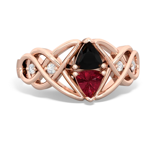 onyx-lab ruby celtic knot ring