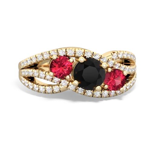 onyx-lab ruby three stone pave ring