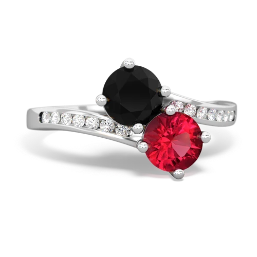 onyx-lab ruby two stone channel ring