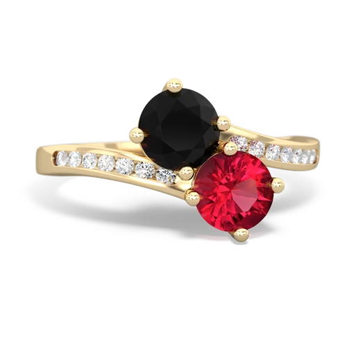 onyx-lab ruby two stone channel ring