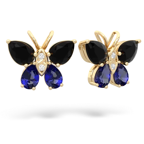 onyx-lab sapphire butterfly earrings