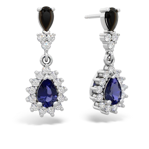 onyx-lab sapphire dangle earrings