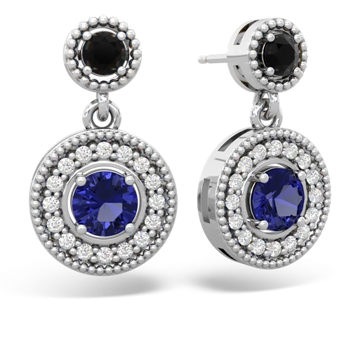 onyx-lab sapphire halo earrings