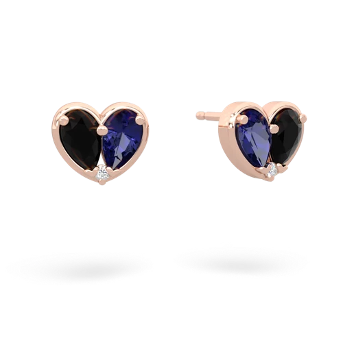 onyx-lab sapphire one heart earrings