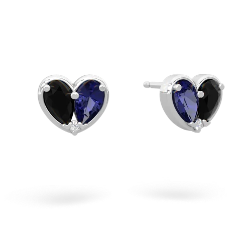 onyx-lab sapphire one heart earrings