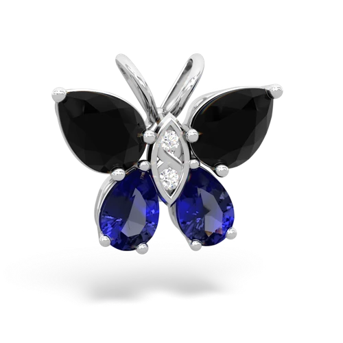 onyx-lab sapphire butterfly pendant