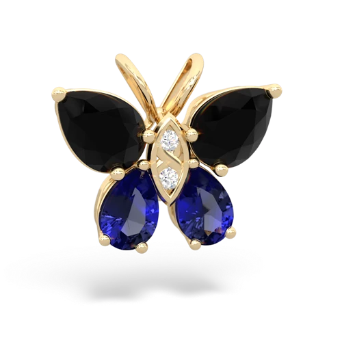 onyx-lab sapphire butterfly pendant