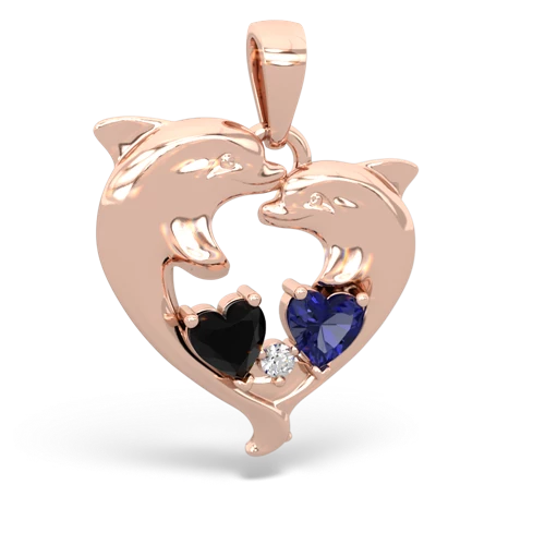 onyx-lab sapphire dolphins pendant
