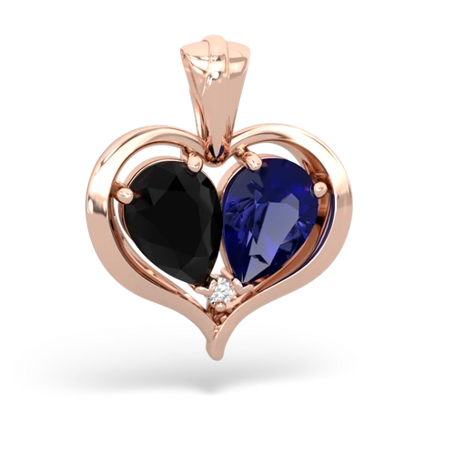 onyx-lab sapphire half heart whole pendant