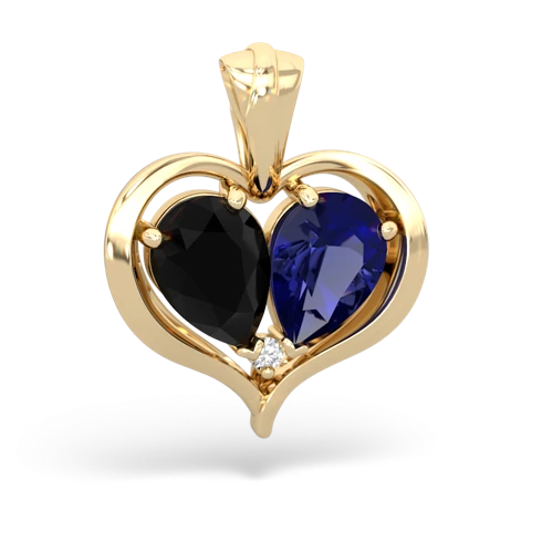 onyx-lab sapphire half heart whole pendant