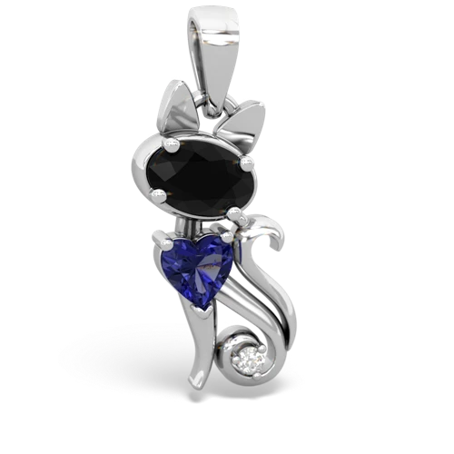 onyx-lab sapphire kitten pendant