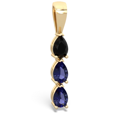 Black Onyx Genuine Black Onyx with Lab Created Sapphire and Genuine Tanzanite Three Stone pendant Pendant