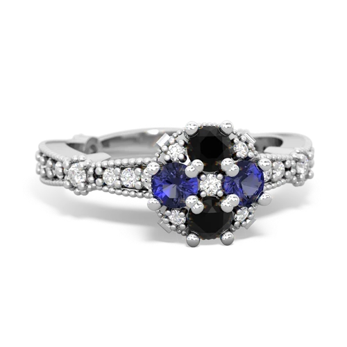 onyx-lab sapphire art deco engagement ring