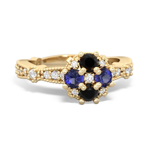 onyx-lab sapphire art deco engagement ring