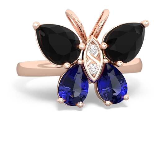 onyx-lab sapphire butterfly ring