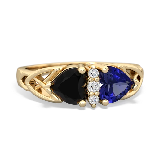 onyx-lab sapphire celtic ring