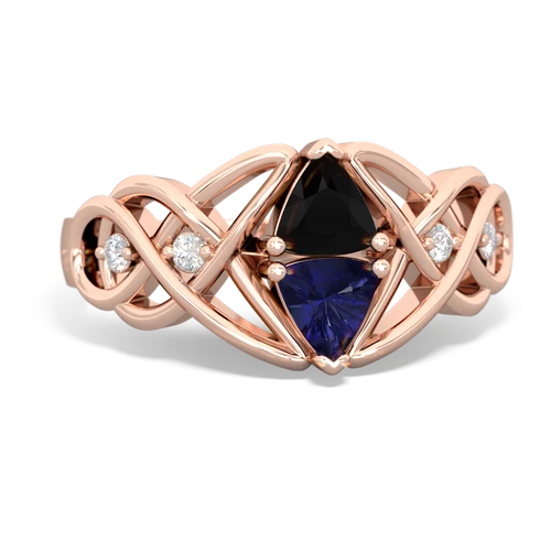 onyx-lab sapphire celtic knot ring