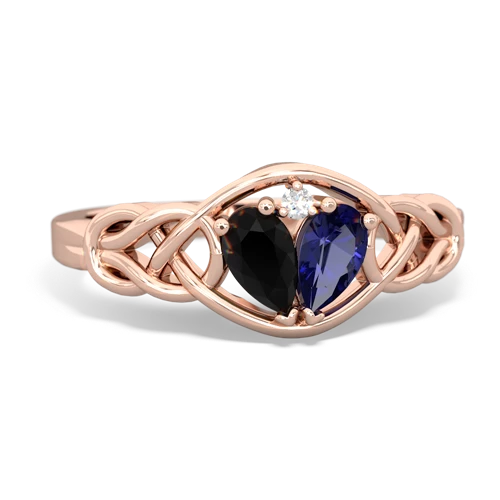 onyx-lab sapphire celtic knot ring