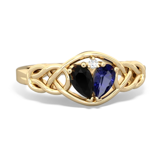 onyx-lab sapphire celtic knot ring