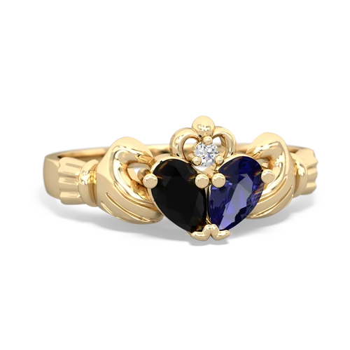 onyx-lab sapphire claddagh ring