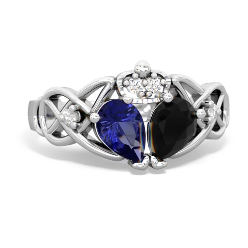 onyx-lab sapphire claddagh ring