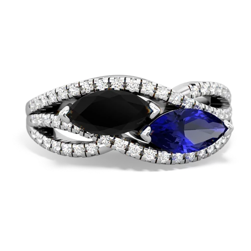 onyx-lab sapphire double heart ring