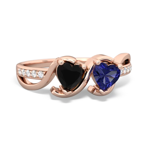 onyx-lab sapphire double heart ring