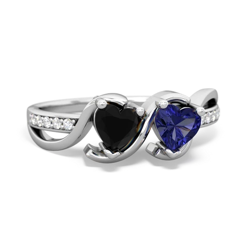 onyx-lab sapphire double heart ring