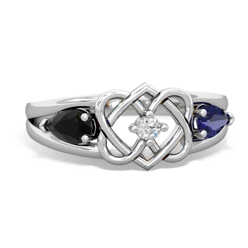onyx-lab sapphire double heart ring