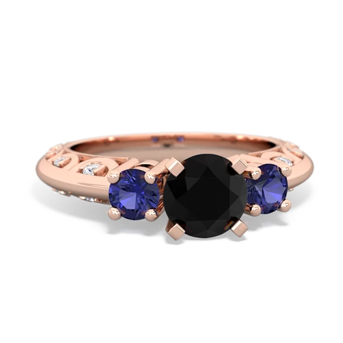 onyx-lab sapphire engagement ring