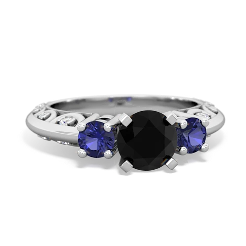 onyx-lab sapphire engagement ring