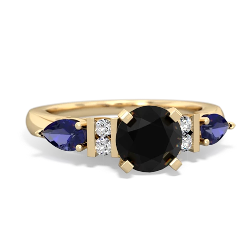 Black Onyx Genuine Black Onyx with Lab Created Sapphire and Genuine Tanzanite Engagement ring Ring