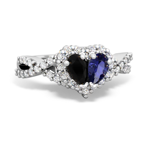 onyx-lab sapphire engagement ring