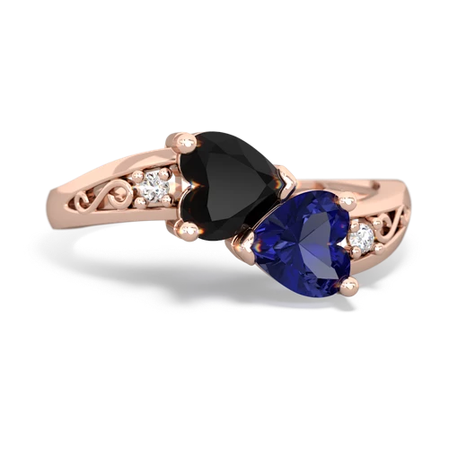 onyx-lab sapphire filligree ring