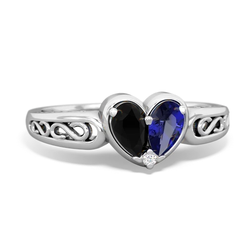 onyx-lab sapphire filligree ring