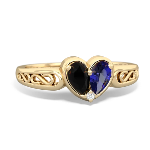 onyx-lab sapphire filligree ring