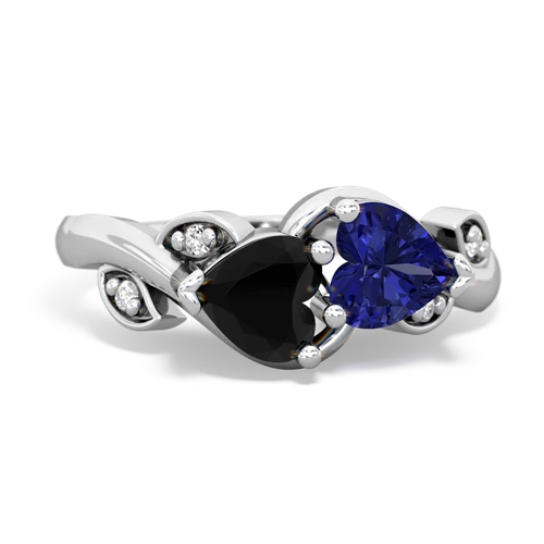onyx-lab sapphire floral keepsake ring
