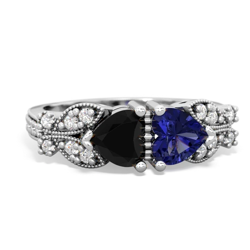 onyx-lab sapphire keepsake butterfly ring