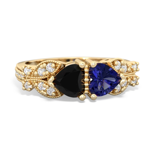 onyx-lab sapphire keepsake butterfly ring