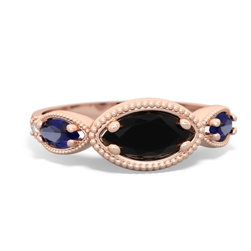 onyx-lab sapphire milgrain marquise ring