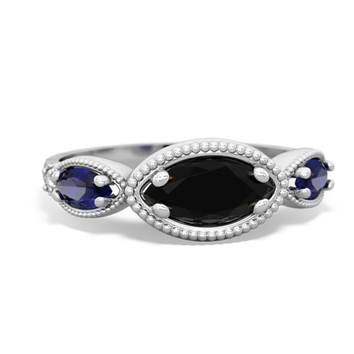 onyx-lab sapphire milgrain marquise ring