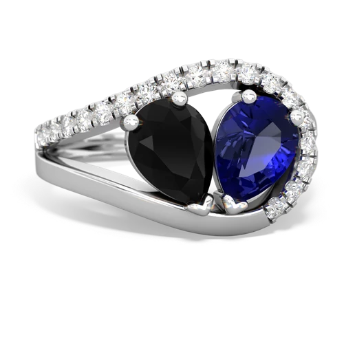 onyx-lab sapphire pave heart ring