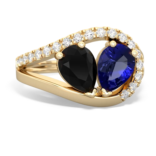 onyx-lab sapphire pave heart ring