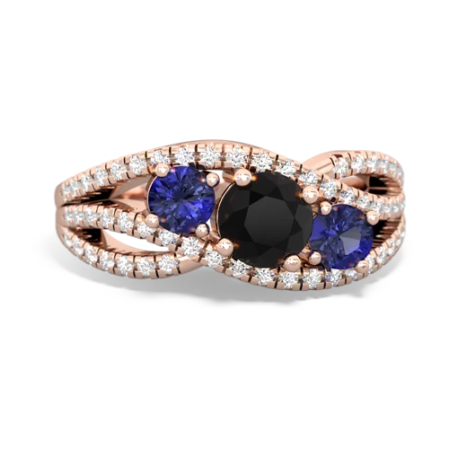 onyx-lab sapphire three stone pave ring