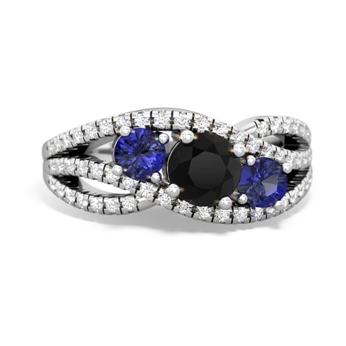 onyx-lab sapphire three stone pave ring