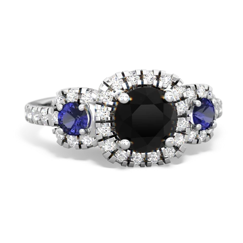 onyx-lab sapphire three stone regal ring